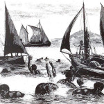 Australian South Sea Islanders Pearl diving in the Torres Strait.