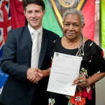 Minister for Communities with ASSI-PJ elder, Nellie Enares