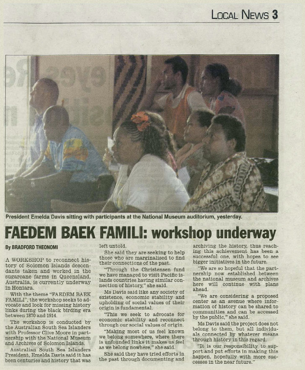 Solomon Star News article – Workshop underway